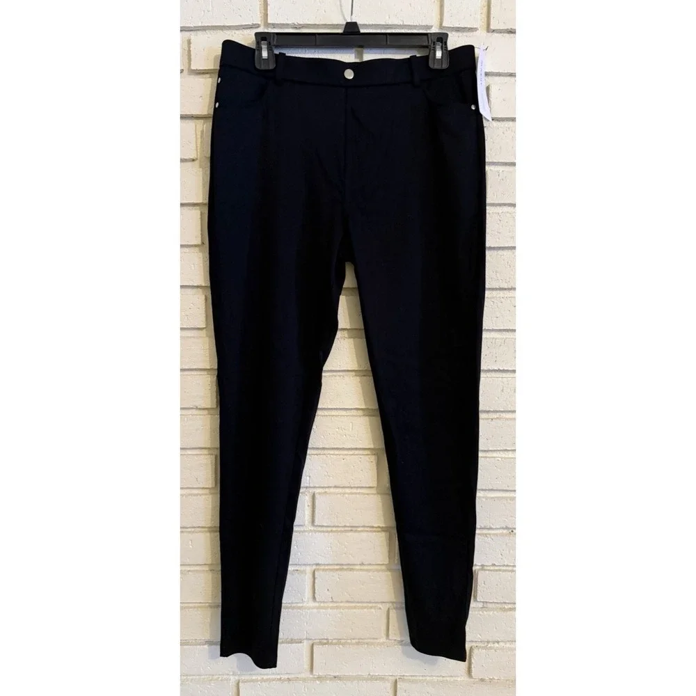 New Black Pull On Skinny Pants with Pockets Womens Size XL